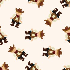 cowboy cartoon seamless pattern background N18