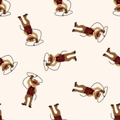 cowboy cartoon seamless pattern background N19