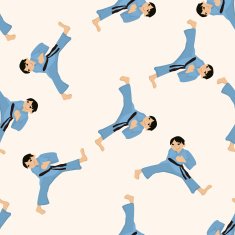 Taekwondo cartoon seamless pattern background