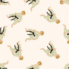 Taekwondo cartoon seamless pattern background N2