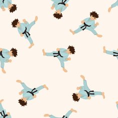 Taekwondo cartoon seamless pattern background N4