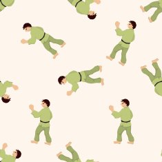 Taekwondo cartoon seamless pattern background N5