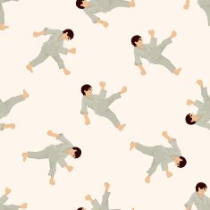Taekwondo cartoon seamless pattern background N6