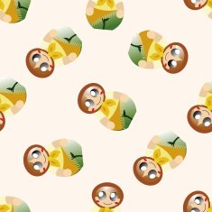 Matryoshka Russian traditional wooden doll cartoon seamless pattern background N13