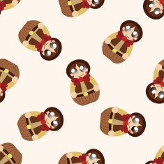 Matryoshka Russian traditional wooden doll cartoon seamless pattern background N19