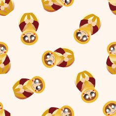 Matryoshka Russian traditional wooden doll cartoon seamless pattern background N21