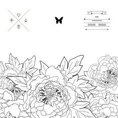Beautiful peony bouquet design Hand drawn vector illustration