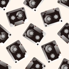 Audiotape cartoon seamless pattern background N25