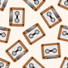 Audiotape cartoon seamless pattern background N26