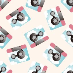 Audiotape cartoon seamless pattern background N27