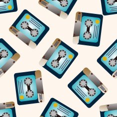 Audiotape cartoon seamless pattern background N28