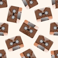 Audiotape cartoon seamless pattern background N33