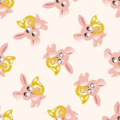 animal rabbit playing instrument cartoon seamless pattern background N5