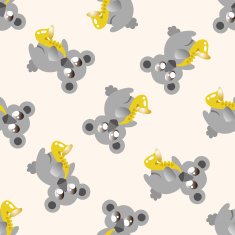 animal koala playing instrument cartoon seamless pattern background N2