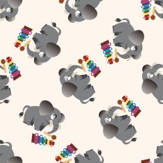 animal ephant playing instrument cartoon seamless pattern background N2