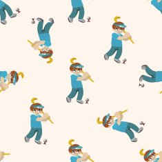 Ball sports cartoon seamless pattern background N4