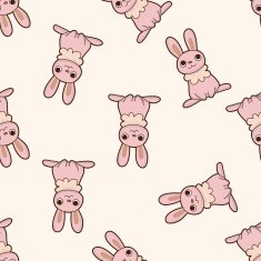 animal rabbit cartoon seamless pattern background N2
