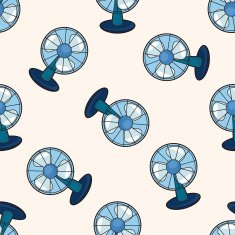 Home appliances theme ectric fan cartoon seamless pattern background N5