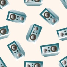 radio cartoon seamless pattern background N27