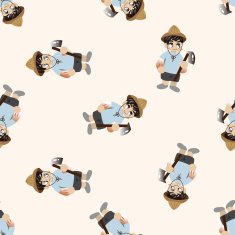people theme farmer cartoon seamless pattern background N4