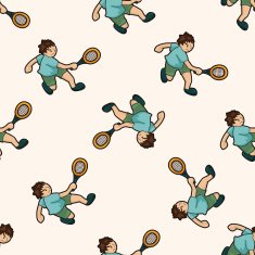 tennis player cartoon seamless pattern background
