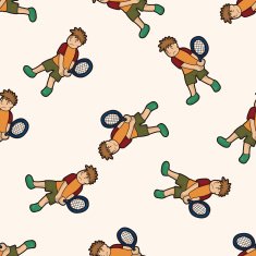 tennis player cartoon seamless pattern background N4
