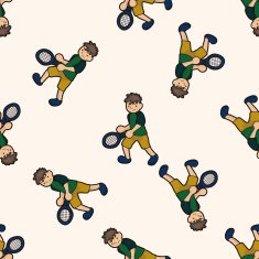 tennis player cartoon seamless pattern background N5