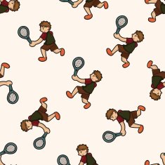 tennis player cartoon seamless pattern background N9
