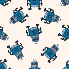 robot cartoon seamless pattern background N39
