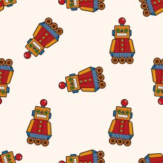 robot cartoon seamless pattern background N41