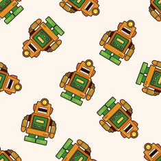 robot cartoon seamless pattern background N42