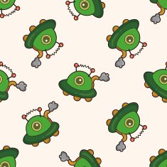 robot cartoon seamless pattern background N43