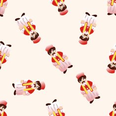 Medieval character cartoon seamless pattern background N13