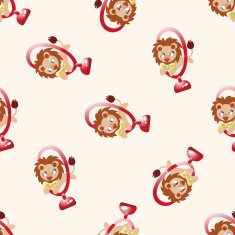 circus animal cartoon seamless pattern background N6