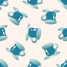 kitchenware cup cartoon seamless pattern background