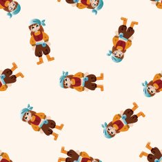 pirate cartoon seamless pattern background N36