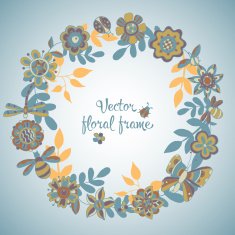 Beautiful greeting card with floral wreath N6