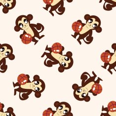 Animal monkey doing sports cartoon seamless pattern background