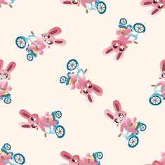 Animal rabbit doing sports cartoon seamless pattern background