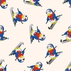 Animal penguin doing sports cartoon seamless pattern background