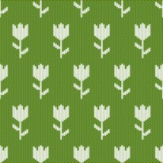 Seamless pattern of white knitted tulips