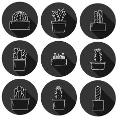 Set of cute hand drawn cactus icons N2