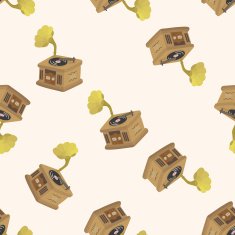 radio cartoon seamless pattern background N35