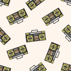 radio cartoon seamless pattern background N36