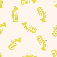 instrument trumpet cartoon seamless pattern background