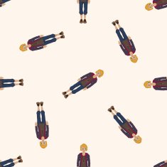 people cartoon seamless pattern background N7