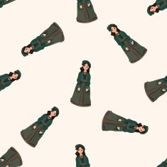 Medieval character cartoon seamless pattern background N22