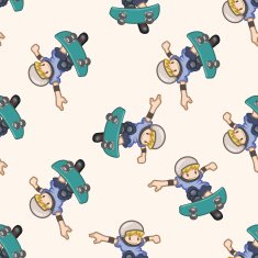 Extreme Sports cartoon seamless pattern background N29