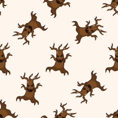 bizarre monster cartoon seamless pattern background N23