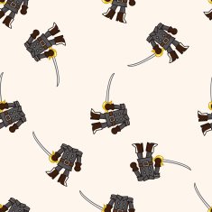 bizarre monster cartoon seamless pattern background N25